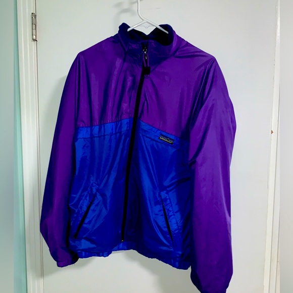 Patagonia Vintage 80s Two Tone Windbreaker Jacket Blue Purple Full Zip Medium - Picture 1 of 7
